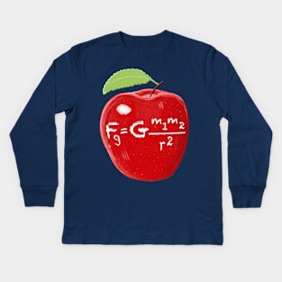 Science Teacher's Isaac Newton Law Of Gravity Apple Kids Long Sleeve T-Shirt